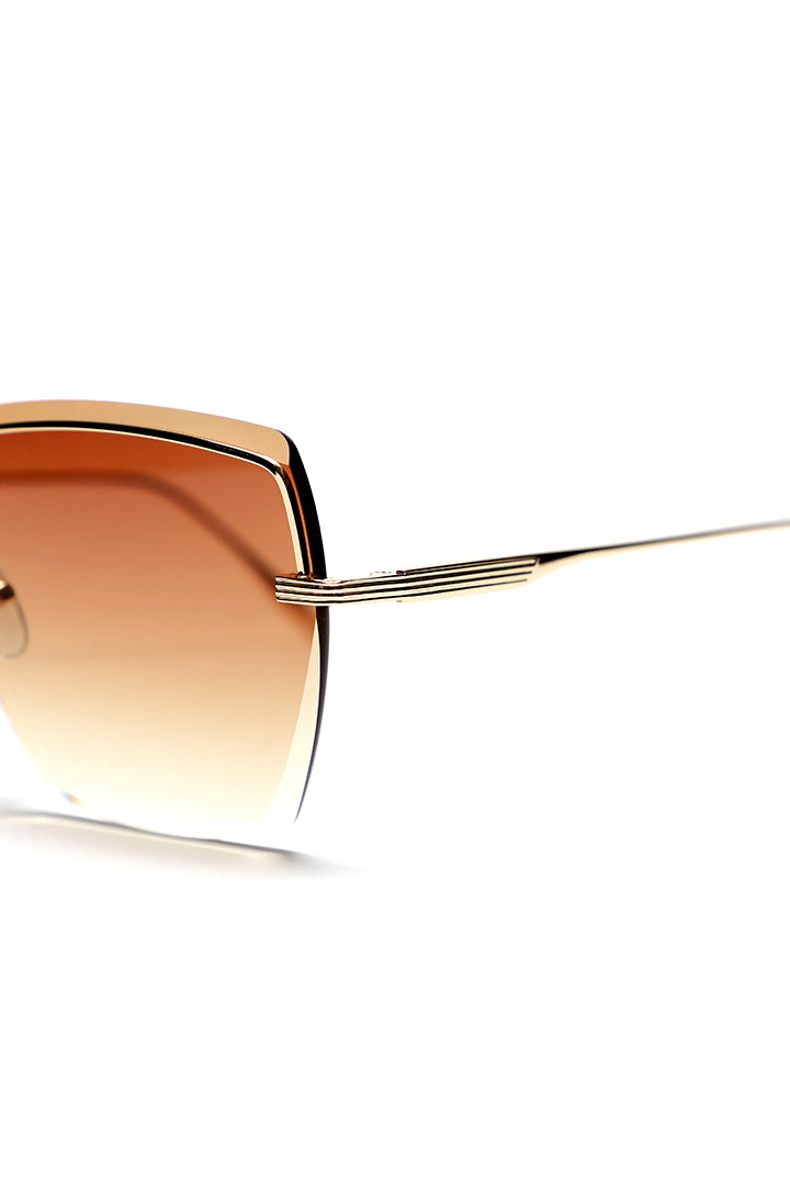 Choice Semi Rimless Extended Lens Elegant Sunglasses Brown