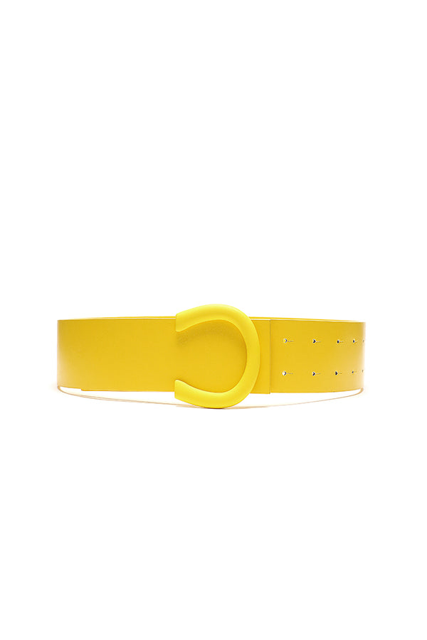 Choice Wide Strap In A Horse Shoe Buckle Shape Belt Yellow