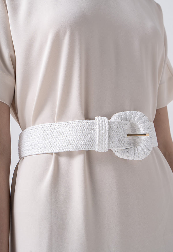 Choice Solid Braided Woven Belt  White