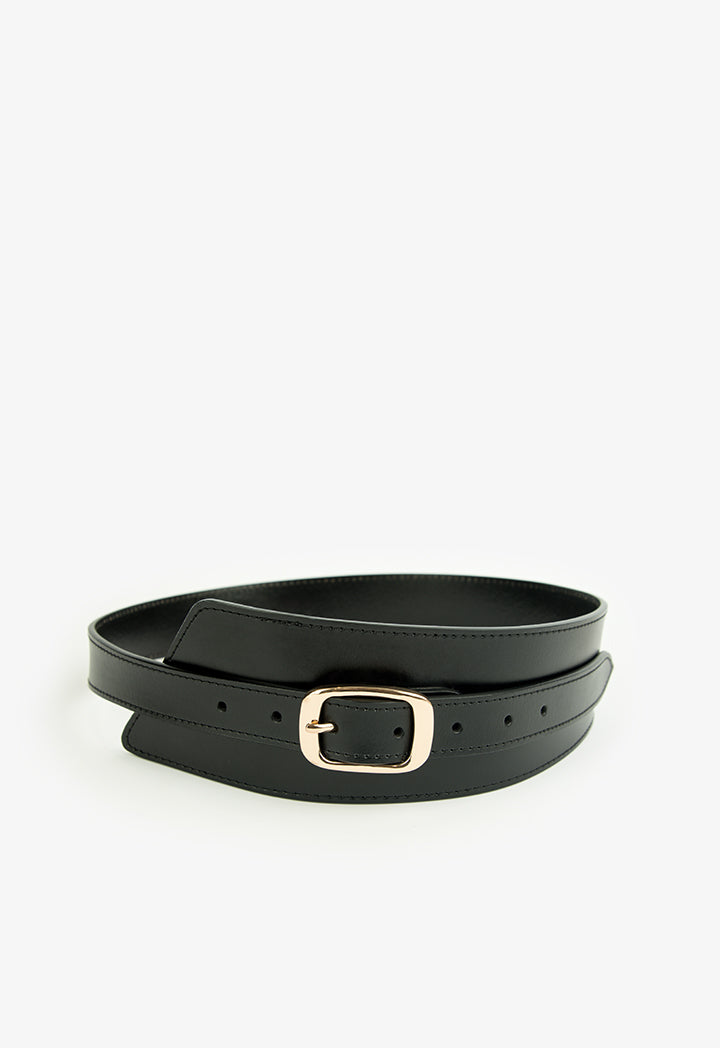 Choice Solid Belt With Buckle Detail Black