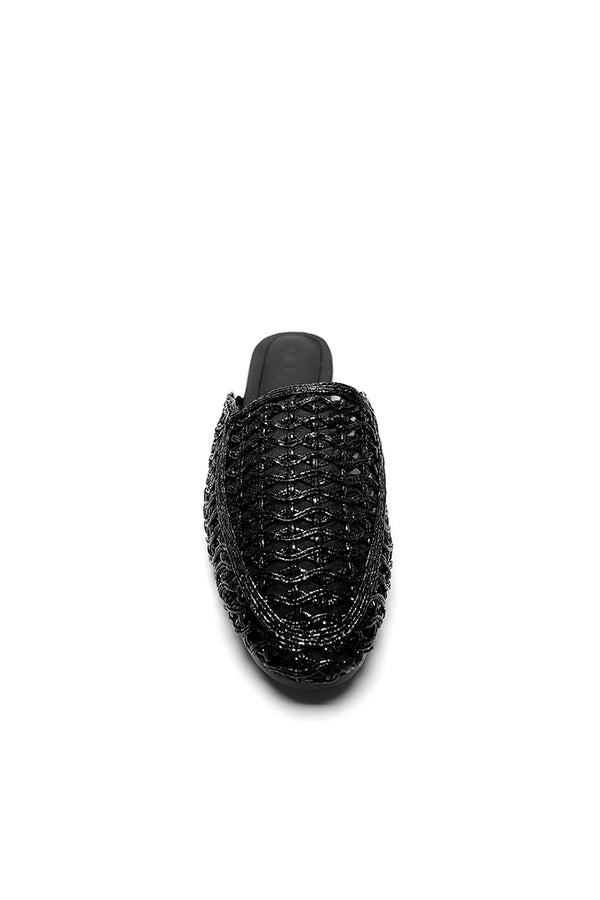 Choice Wave Basket Weave Mules Sandals Black