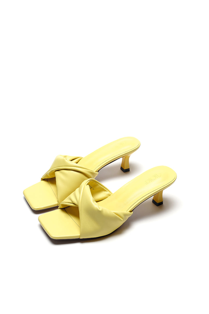 Choice Twisted Open Toe Kitten Heel Slide Sandals Yellow