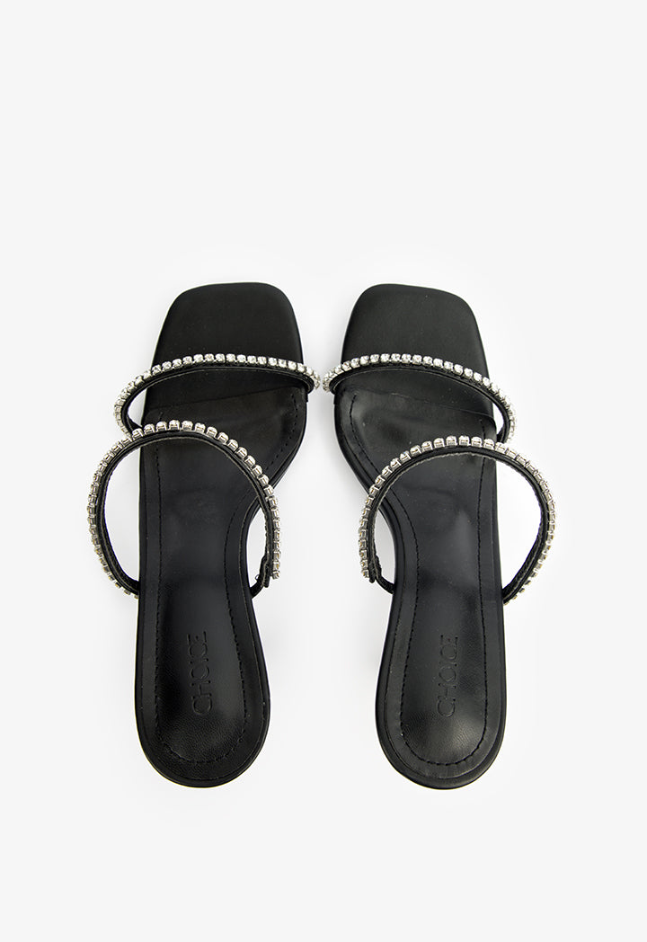 Choice Embellished Strappy Slip On Sandals Black