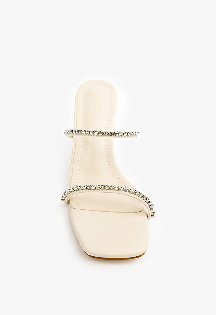 Choice Embellished Strappy Slip On Sandals Beige