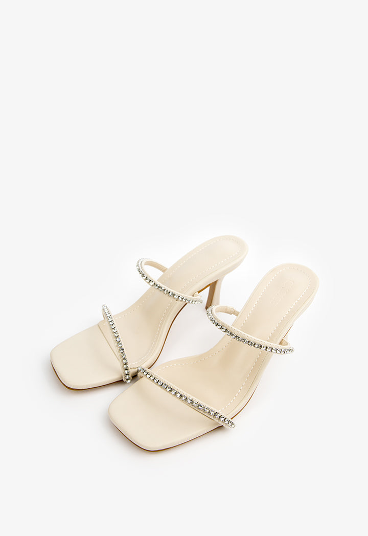 Choice Embellished Strappy Slip On Sandals Beige