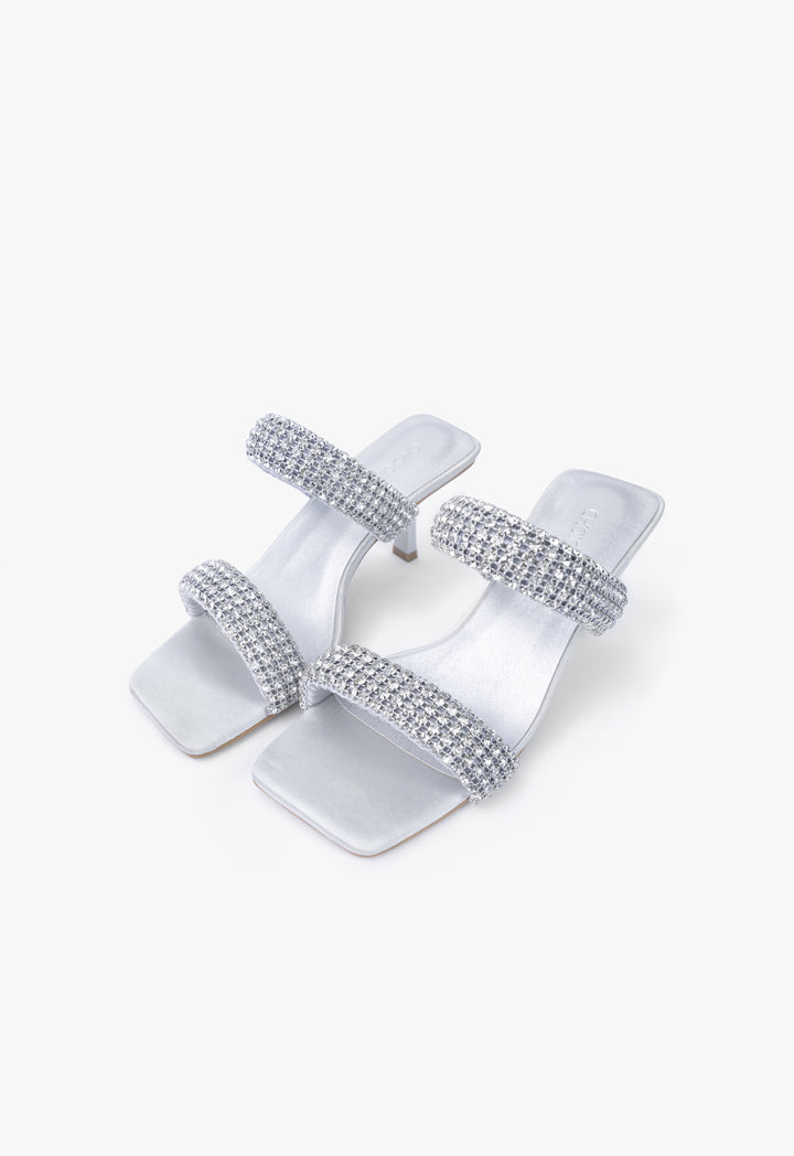 Choice Embellished Strappy Heeled Sandals Silver