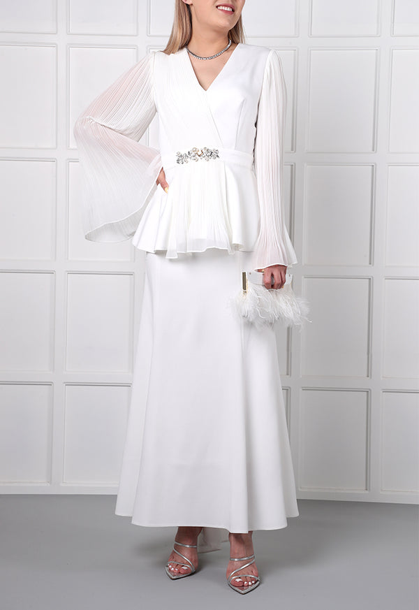 Choice Feather Trim Clutch Bag White - Wardrobe Fashion