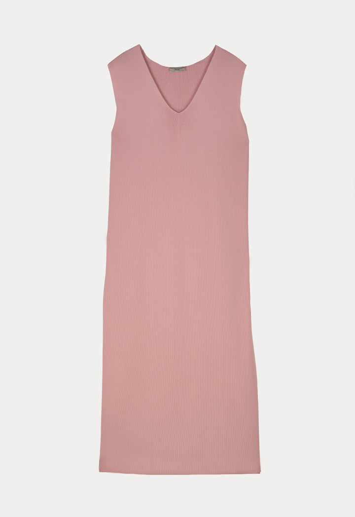 Choice V-Neck Sleeveless Knitted Dress Dusty Pink