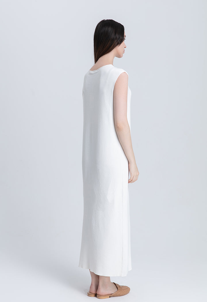 Choice V-Neck Sleeveless Knitted Dress Winter White