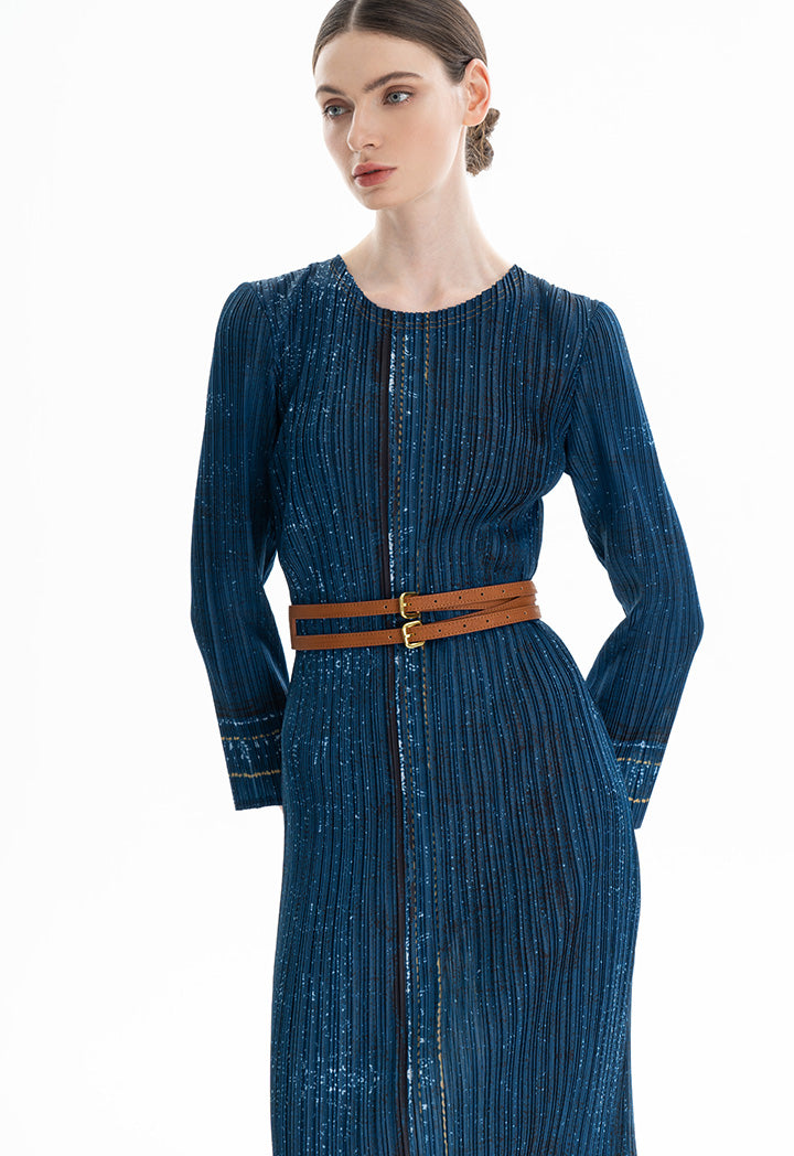 Choice Bodycon Dress With Contrast Belt Navy