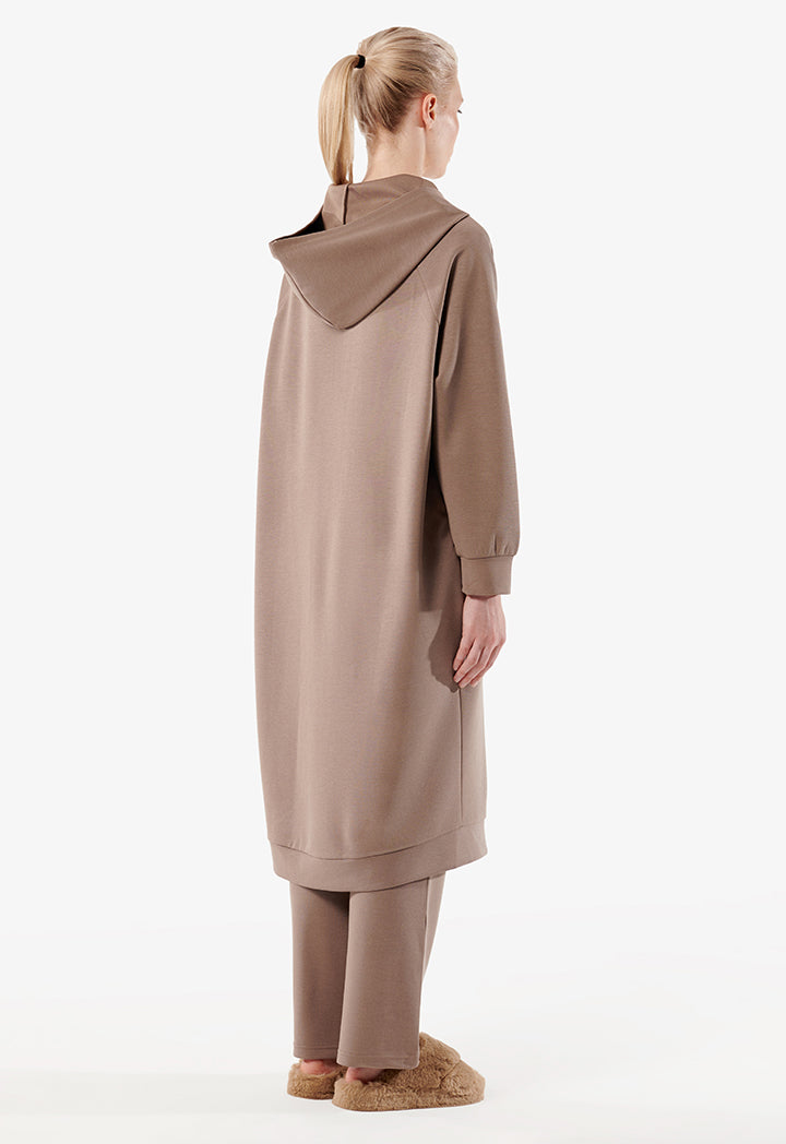 Choice Hooded Midi Dress Brown