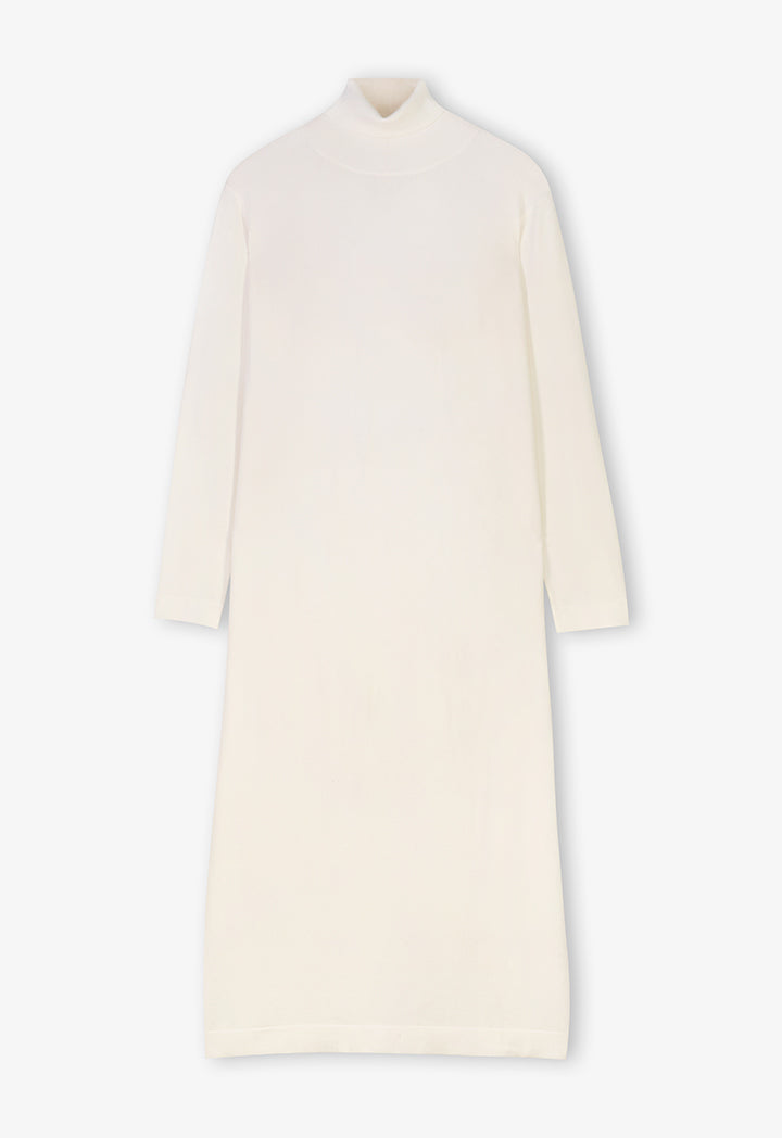 Choice Turtleneck Basic Maxi Dress Off White