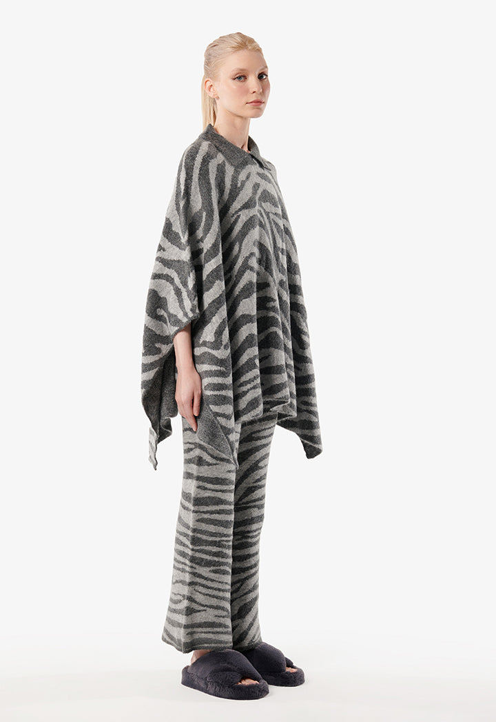 Choice Zebra Print Knitwear Grey