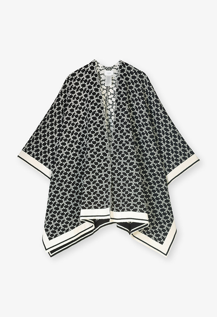 Choice Open Two Toned Winter Poncho Black