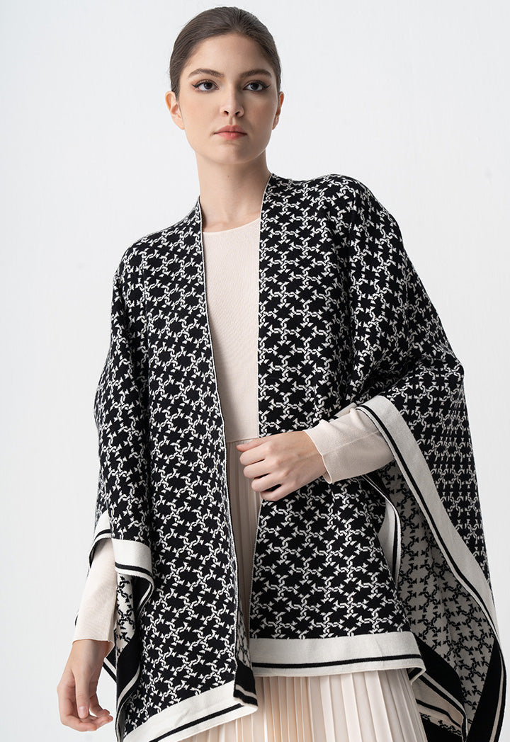 Choice Open Two Toned Winter Poncho Black