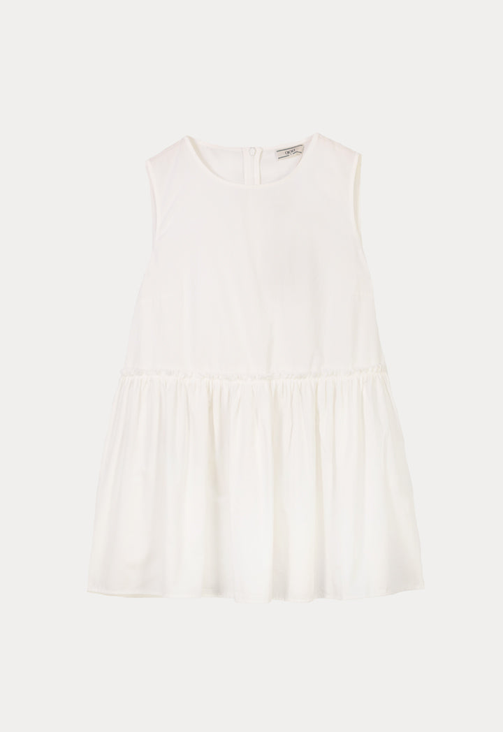 Choice Sleeveless Solid Gathered Top Offwhite