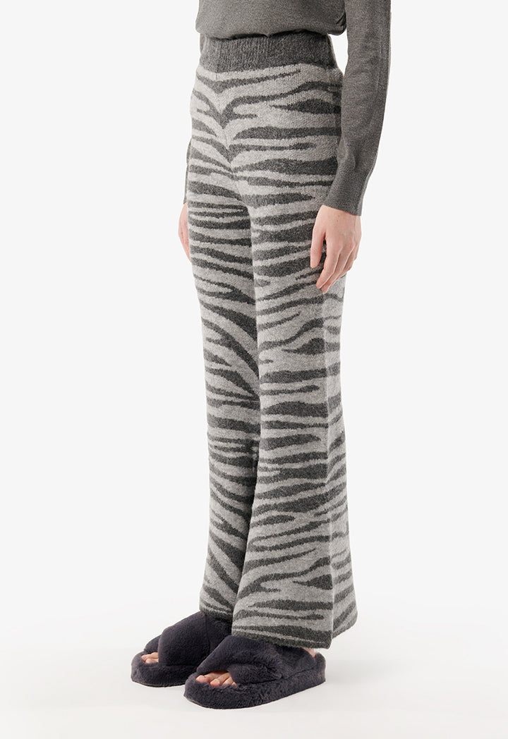 Choice Zebra Print Trousers Grey
