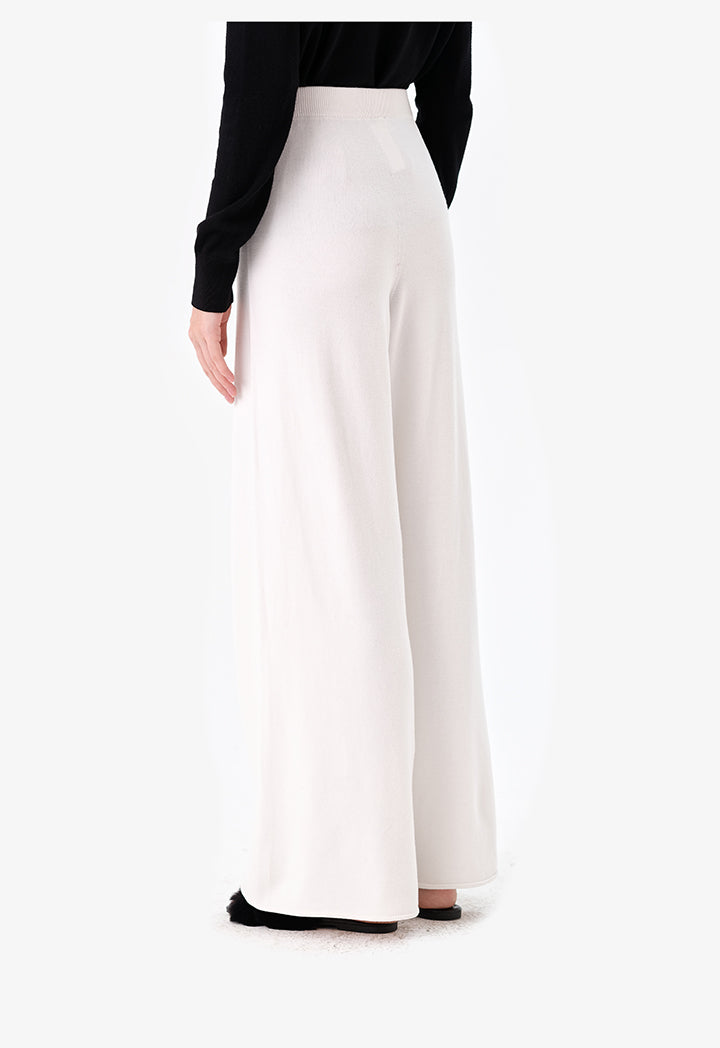 Choice Solid Wide Leg Trousers Offwhite