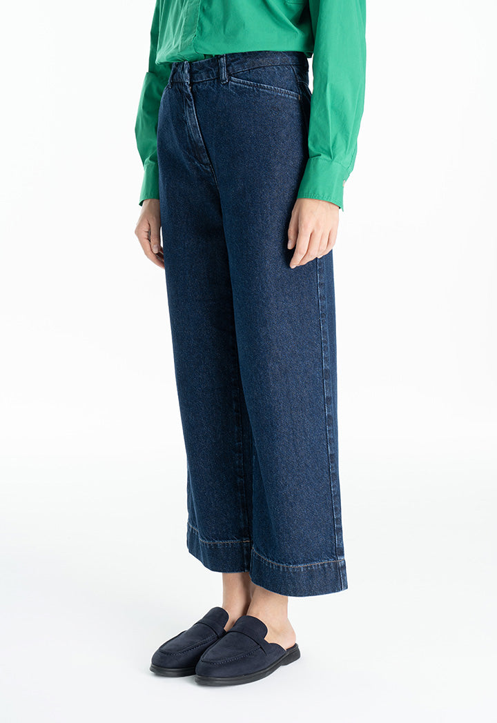 Choice Solid Denim Wide Pants Navy