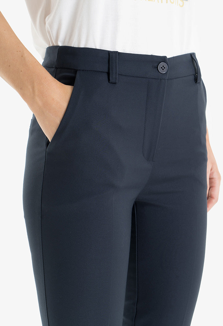 Choice Solid Slim Fit Trousers Navy