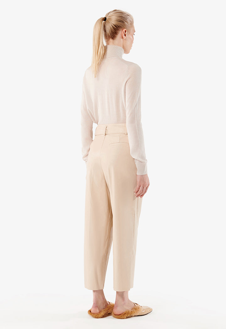 Choice Leather-Look Trousers Sand