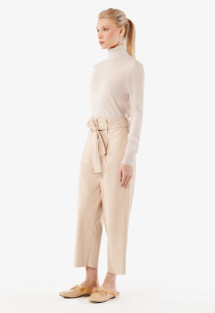 Choice Leather-Look Trousers Sand