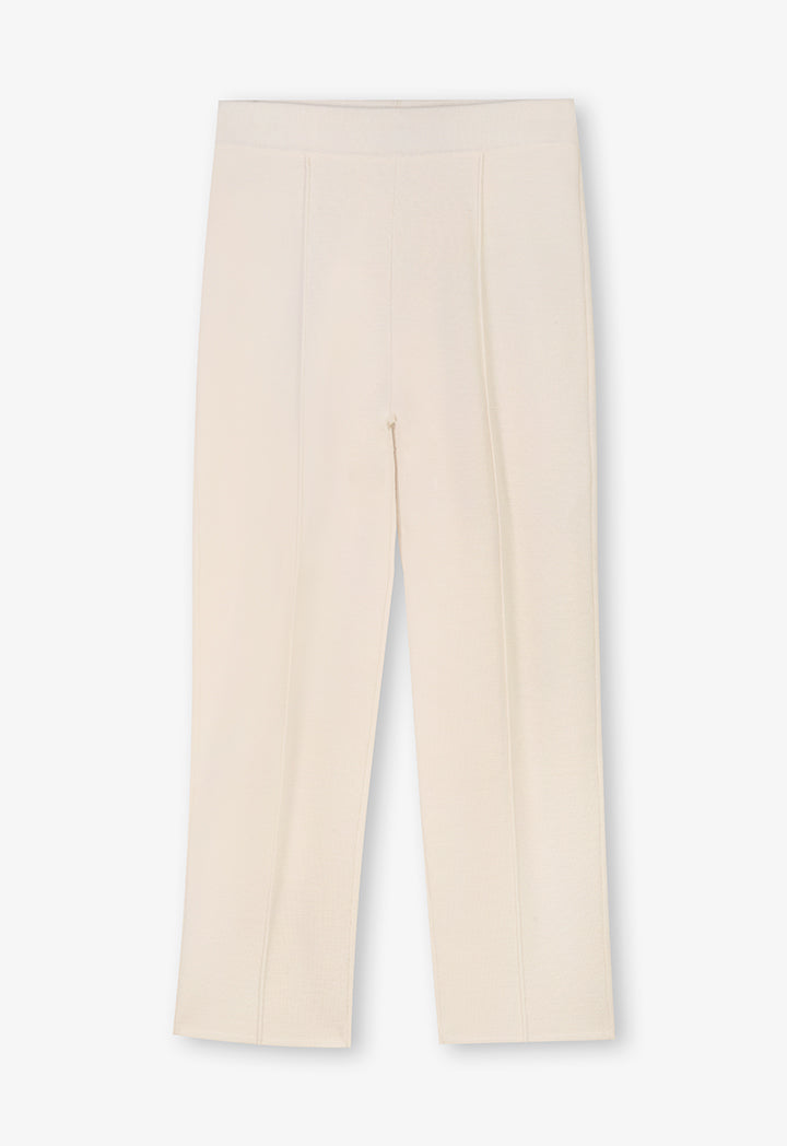 Choice Knitted Straight Fit Solid Pants Cream