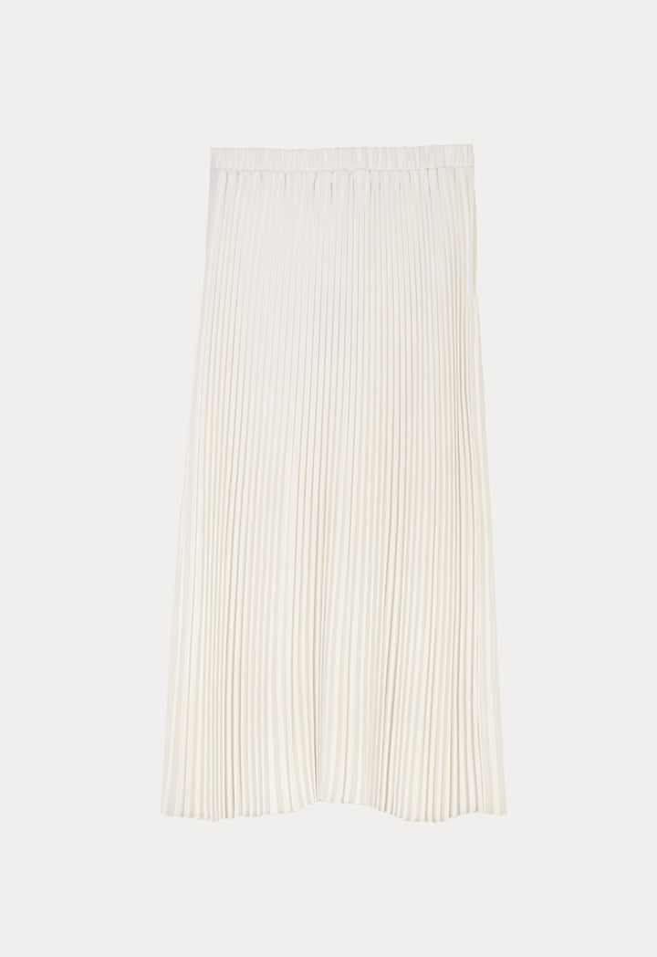 Choice Pin Pleated Maxi Solid Skirt Offwhite