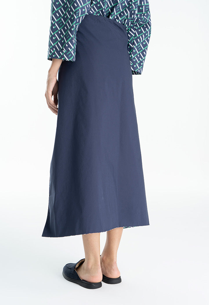 Choice Letter Printed Wrap Skirt  Navy