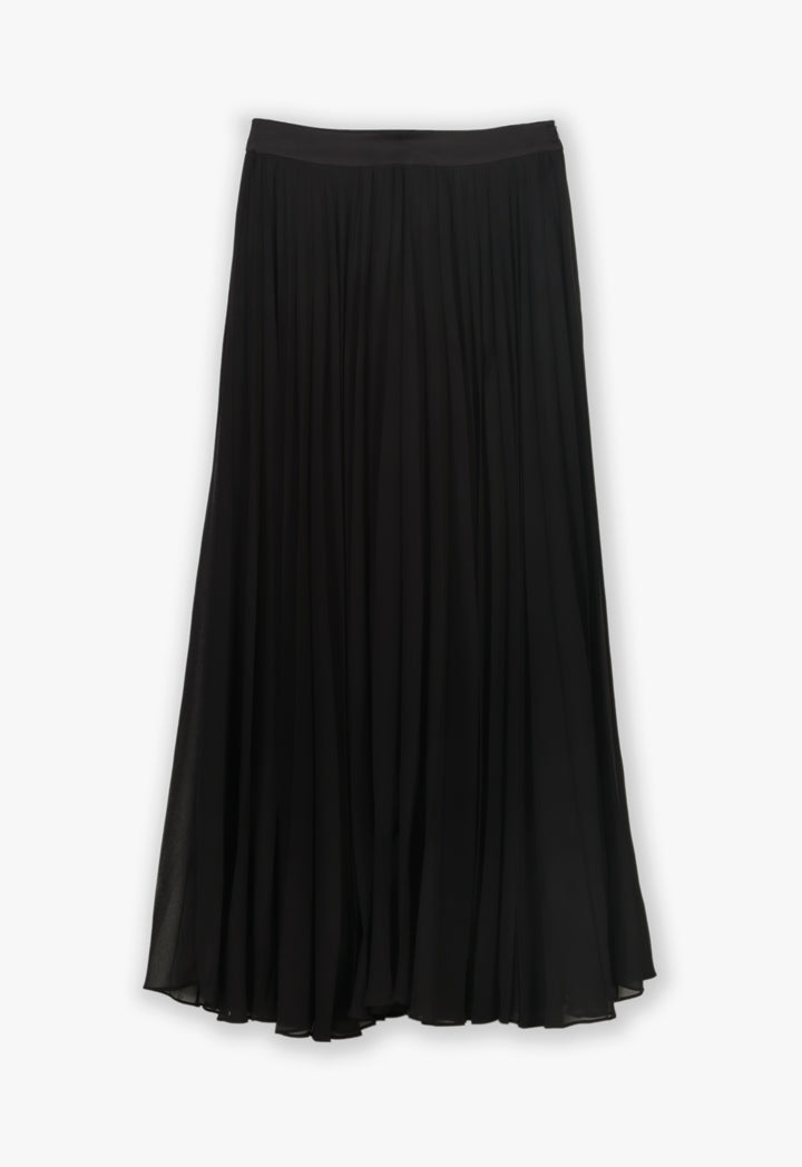 Choice Pleated Midi Skirt Black