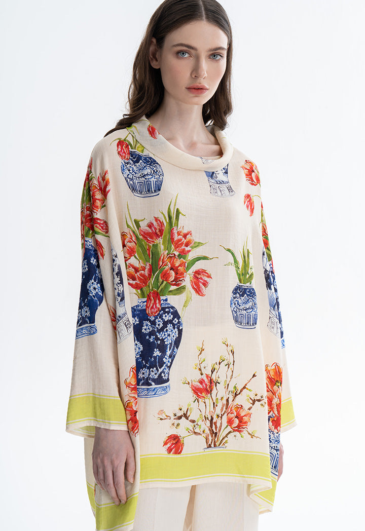 Choice Feminine Printed Oversize Blouse Multicolor