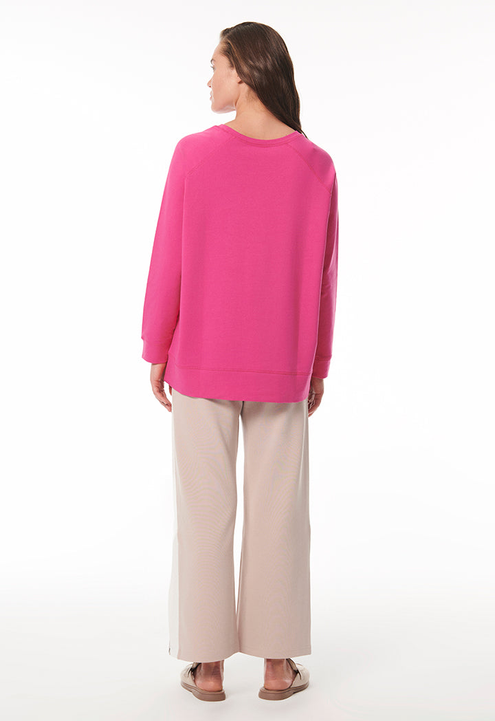 Choice Embossed Icon Patched Blouse Pink