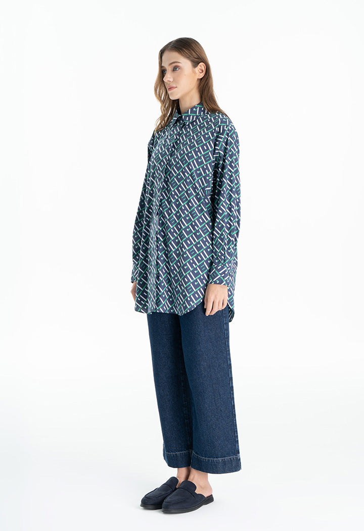Choice Letter Printed Classic Shirt Navy