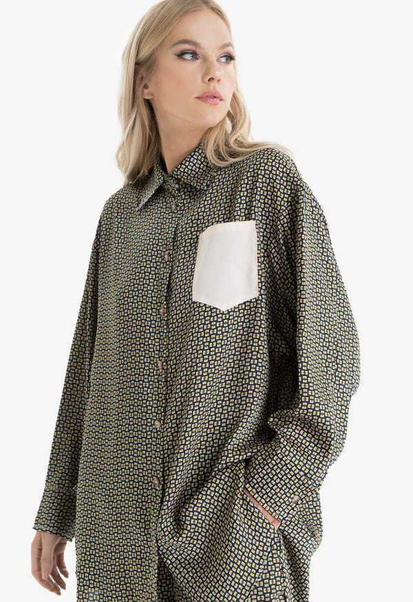 Choice Geometric Pattern Shirt Lime