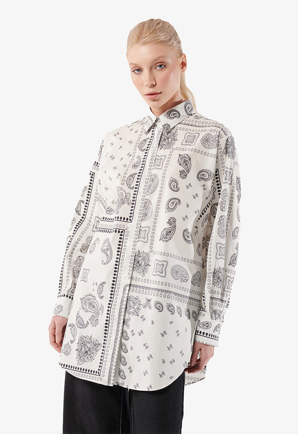 Choice Printed Oversize Shirt Offwhite