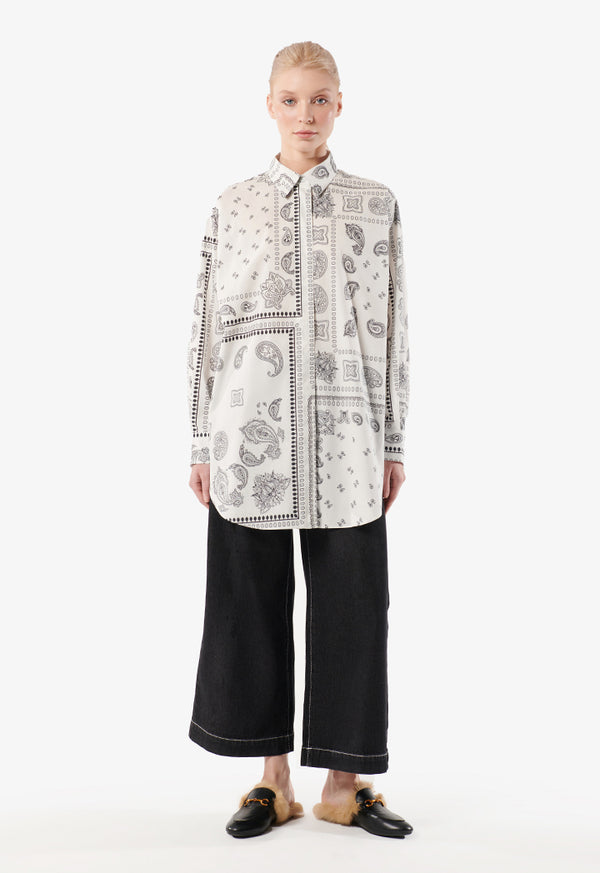 Choice Printed Oversize Shirt Offwhite