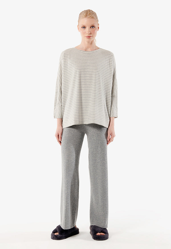 Choice Striped Pattern Shirt Grey Melange