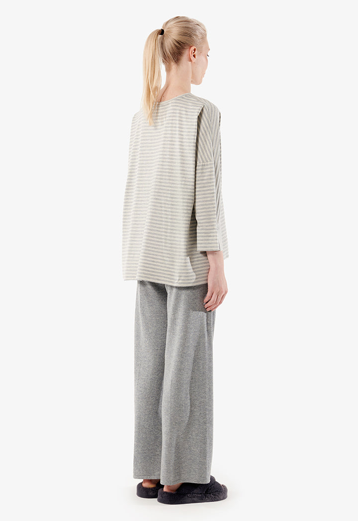 Choice Striped Pattern Shirt Grey Melange