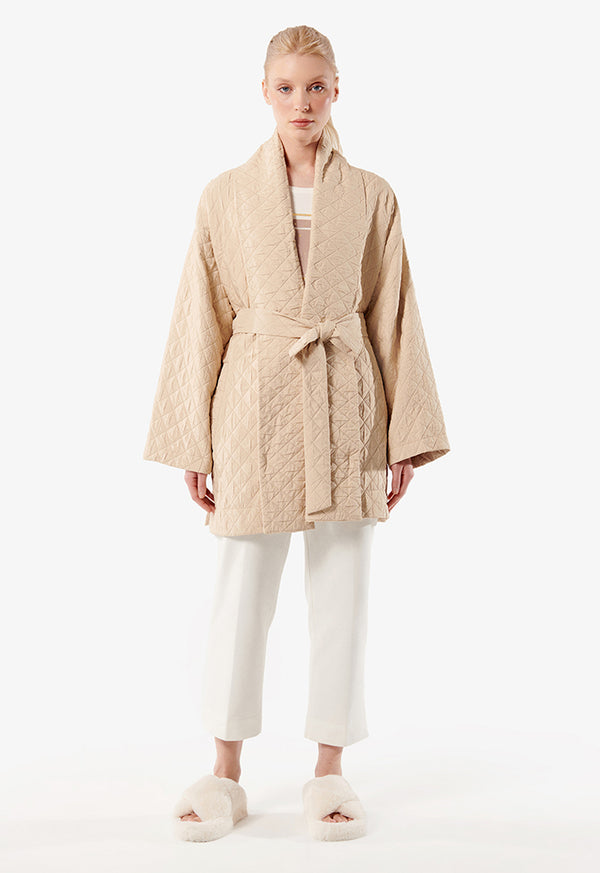 Choice Quilted Outerwear With Belt Beige