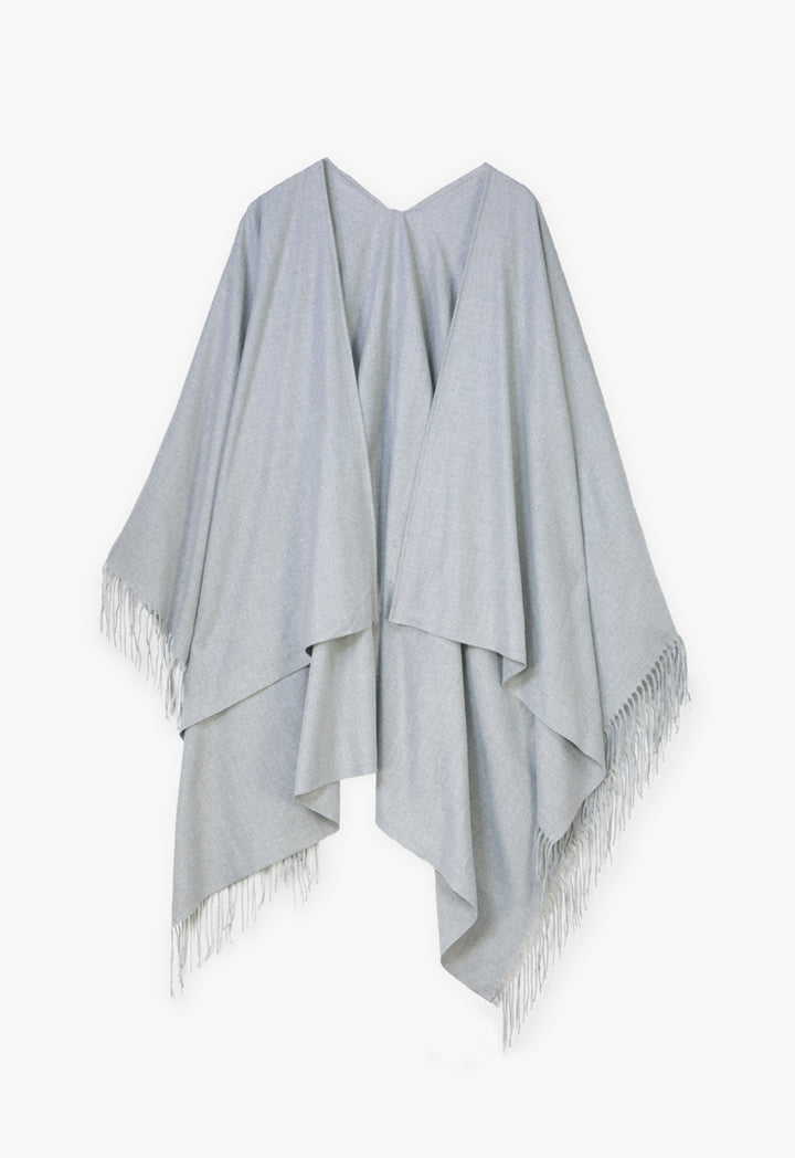Choice Outerwear With Fringes Detail Grey