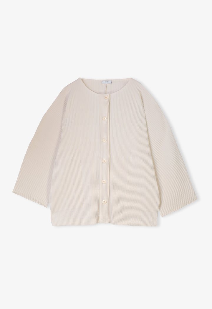 Choice Solid Pleated Button Up Jacket Cream