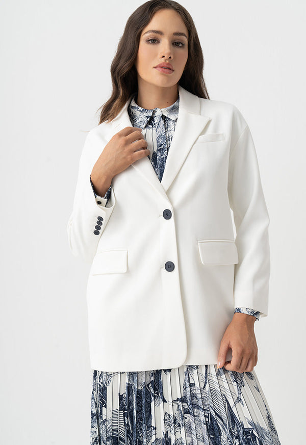 Choice Big Buttons Long Sleeves Jacket Off White