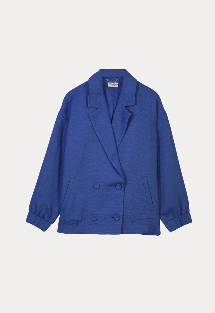 Choice Double Breasted Notch Lapel Blazer Blue