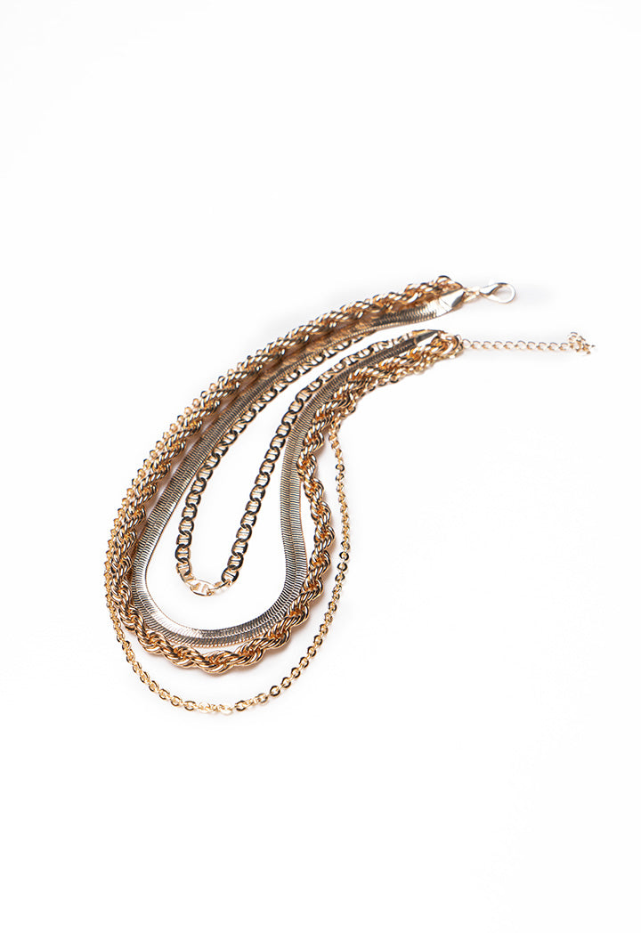 Choice Twisted Chain Multi Layer Necklace Gold