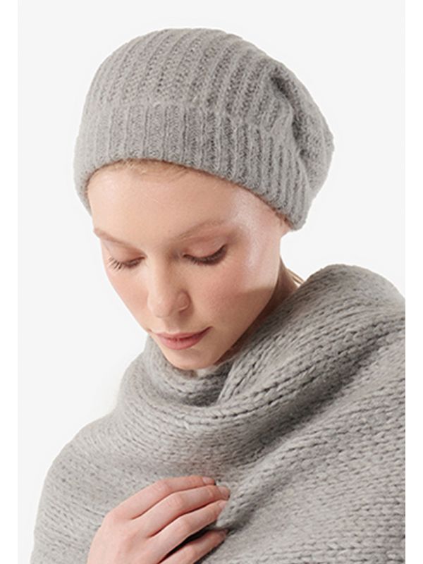 Choice Knitted Solid Slouchy Folded Hem Ice Cap Grey