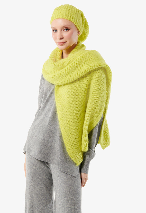 Choice Knitted Solid Wrap Around Winter Scarf Lime