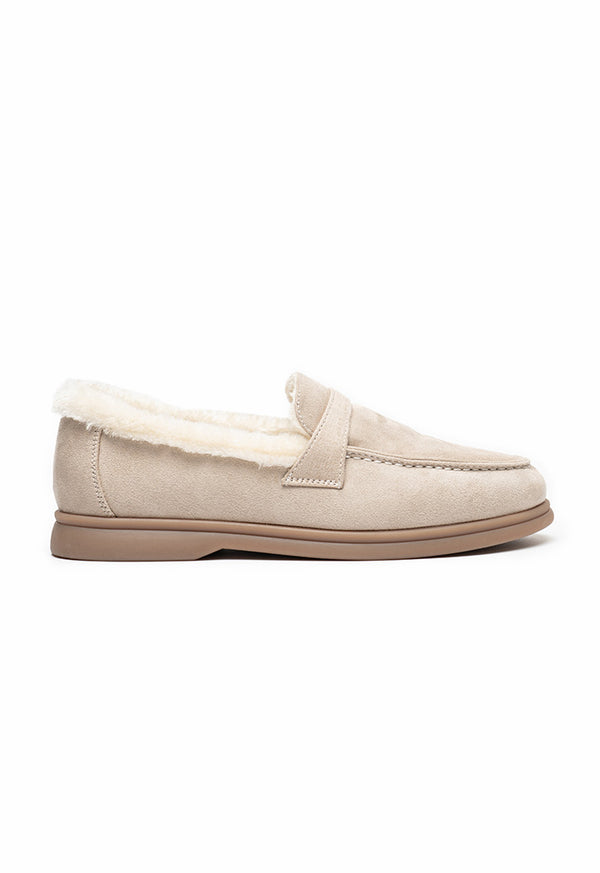 Choice Solid With Fur Deatail Shoes Silver