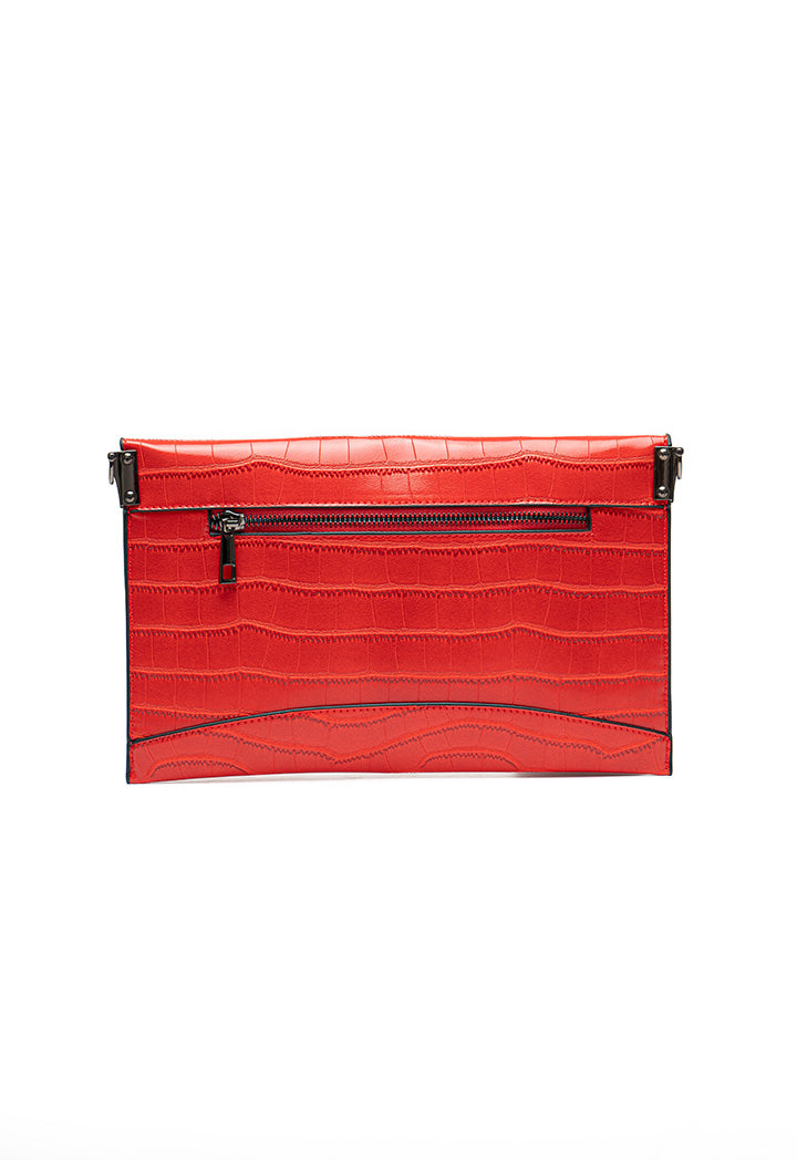 Choice Textured Sling Bag With Metal Chain Red