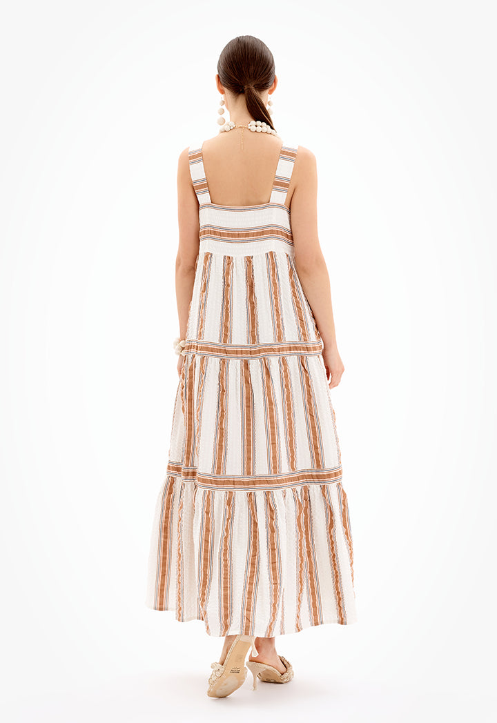 Choice Sleeveless Striped Tiered Maxi Dress-Ramadan Style Multicolor