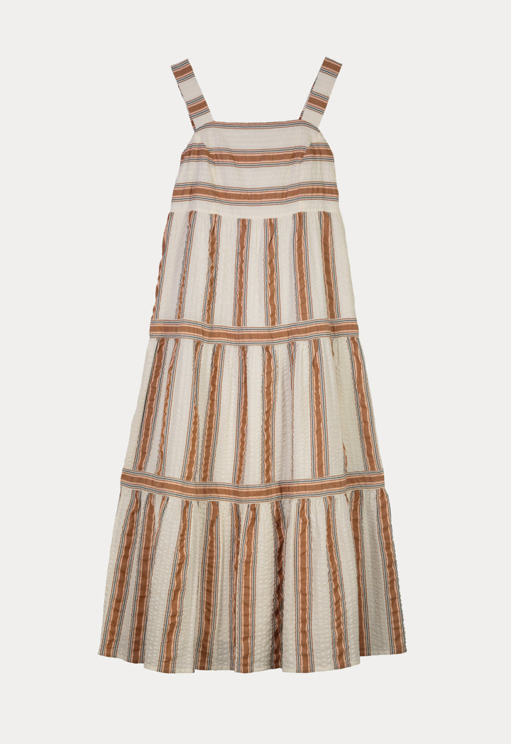 Choice Sleeveless Striped Tiered Maxi Dress-Ramadan Style Multicolor